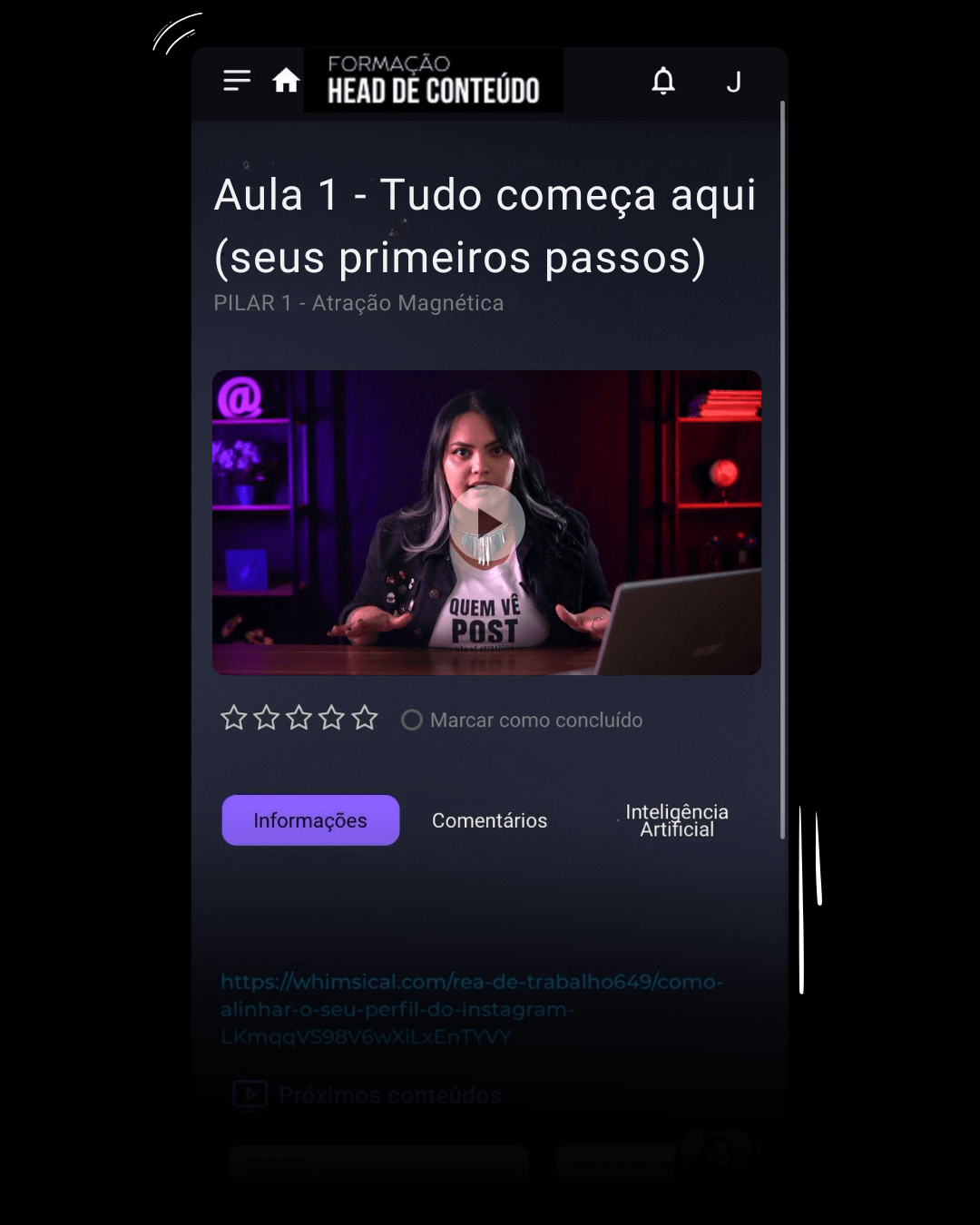 Área de membros — Formação Head de Conteúdo